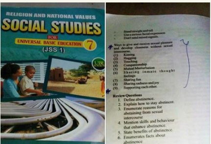 JSS1 Textbook Teaching Masturbation As Abstinence Causes Outrage