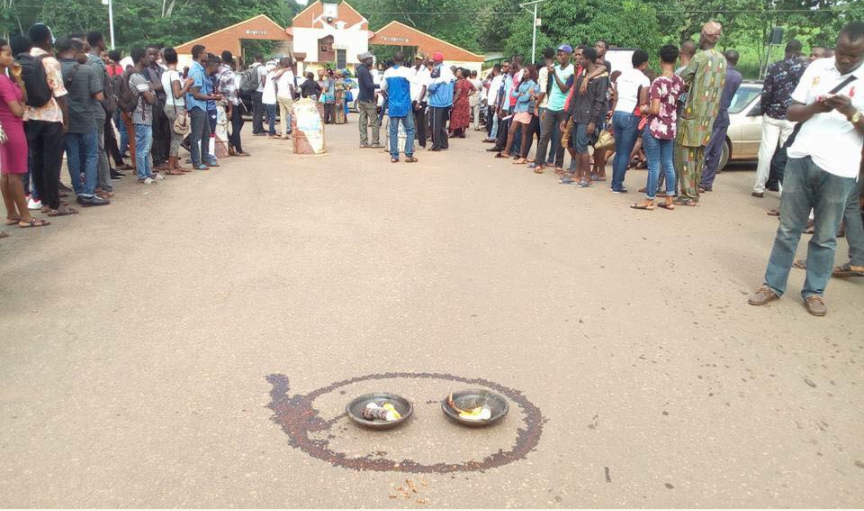 Fetish Items Found In Front Of MAPOLY School Gate As Lecturers Protest