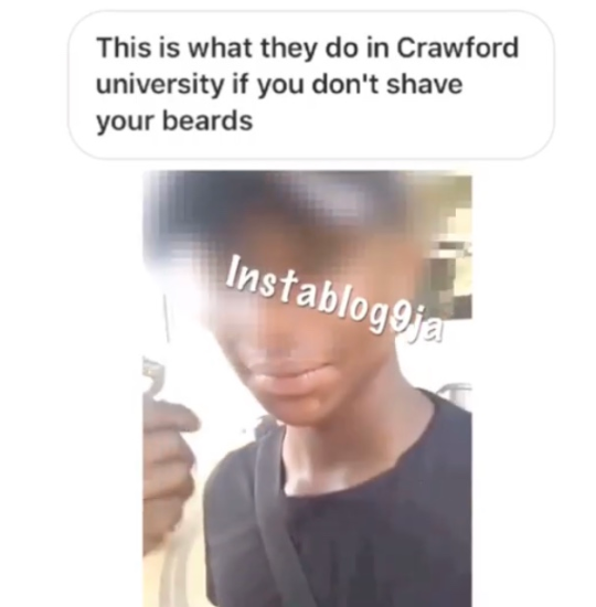 Crawford University Staff Shaving A Student’s Beard In Igbesa